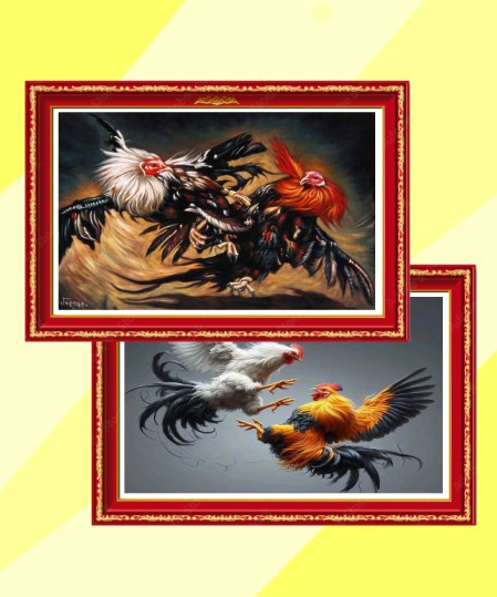 ayam bertarung lukisan digital